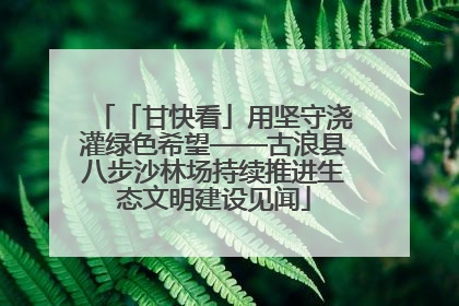 「甘快看」用坚守浇灌绿色希望——古浪县八步沙林场持续推进生态文明建设见闻