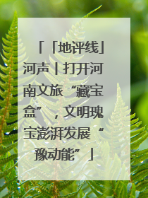 「地评线」河声丨打开河南文旅“藏宝盒”，文明瑰宝澎湃发展“豫动能”