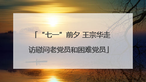 “七一”前夕 王宗华走访慰问老党员和困难党员