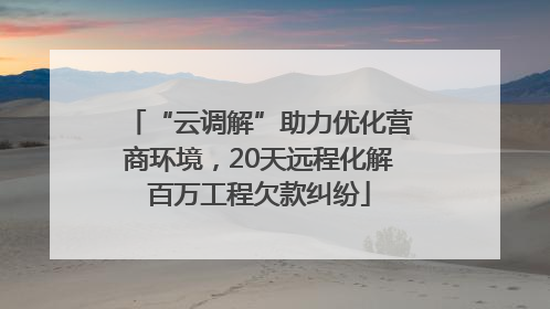 “云调解”助力优化营商环境，20天远程化解百万工程欠款纠纷