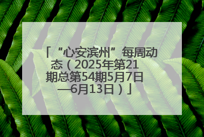 “心安滨州”每周动态（2025年第21期总第54期5月7日—6月13日）