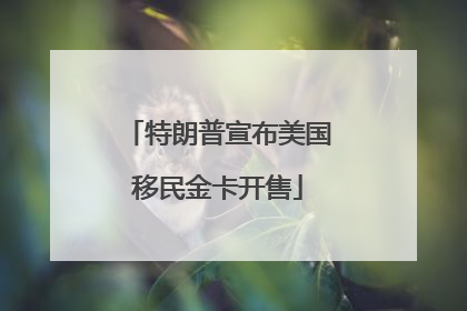 特朗普宣布美国移民金卡开售