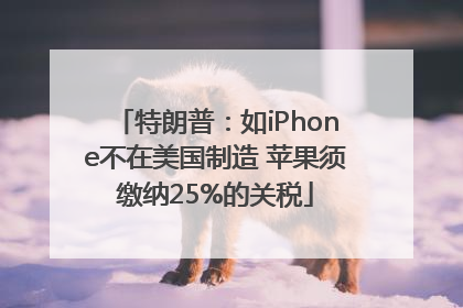 特朗普：如iPhone不在美国制造 苹果须缴纳25%的关税