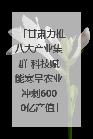 甘肃力推八大产业集群 科技赋能寒旱农业冲刺6000亿产值
