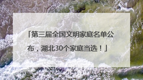 第三届全国文明家庭名单公布，湖北30个家庭当选！