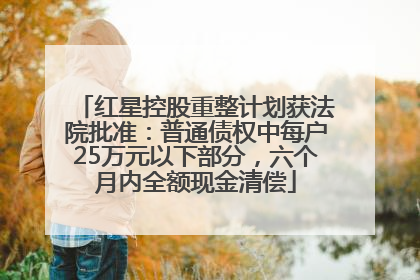 红星控股重整计划获法院批准：普通债权中每户25万元以下部分，六个月内全额现金清偿