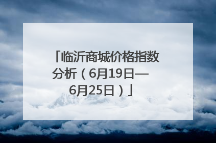 临沂商城价格指数分析（6月19日—6月25日）