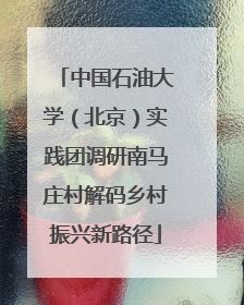 中国石油大学（北京）实践团调研南马庄村解码乡村振兴新路径