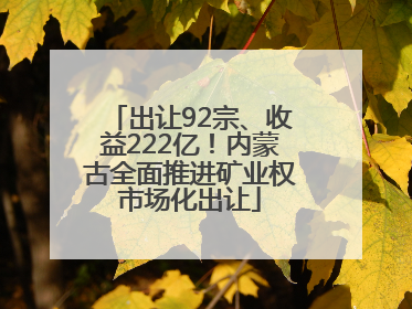 出让92宗、收益222亿！内蒙古全面推进矿业权市场化出让