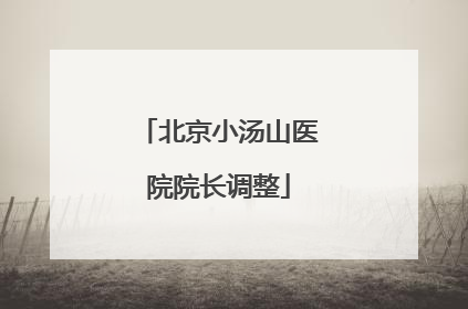 北京小汤山医院院长调整