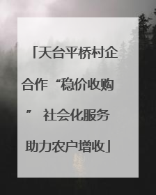 天台平桥村企合作“稳价收购” 社会化服务助力农户增收