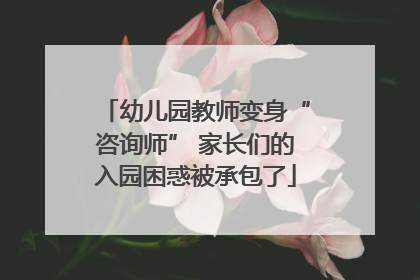幼儿园教师变身“咨询师” 家长们的入园困惑被承包了