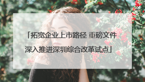 拓宽企业上市路径 重磅文件深入推进深圳综合改革试点