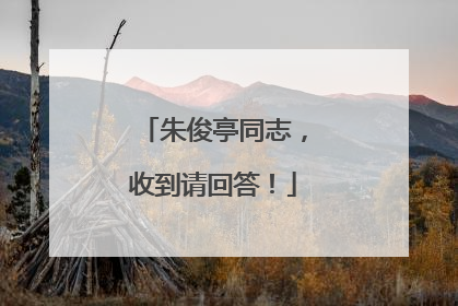 朱俊亭同志，收到请回答！