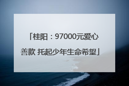 桂阳：97000元爱心善款 托起少年生命希望