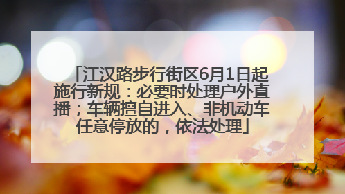 江汉路步行街区6月1日起施行新规：必要时处理户外直播；车辆擅自进入、非机动车任意停放的，依法处理