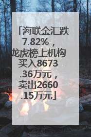 海联金汇跌7.82%，龙虎榜上机构买入8673.36万元，卖出2660.15万元