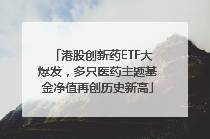 港股创新药ETF大爆发，多只医药主题基金净值再创历史新高