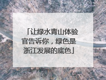 让绿水青山体验官告诉你，绿色是浙江发展的底色