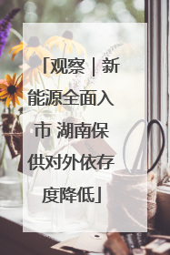 观察｜新能源全面入市 湖南保供对外依存度降低