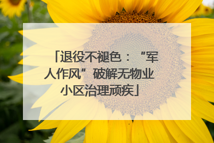 退役不褪色：“军人作风”破解无物业小区治理顽疾