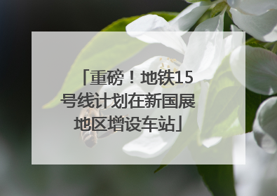 重磅！地铁15号线计划在新国展地区增设车站