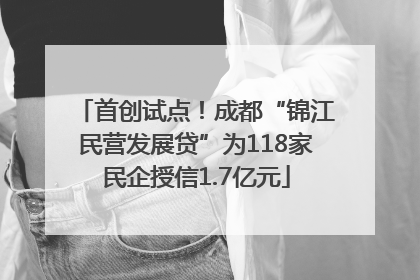 首创试点！成都“锦江民营发展贷”为118家民企授信1.7亿元